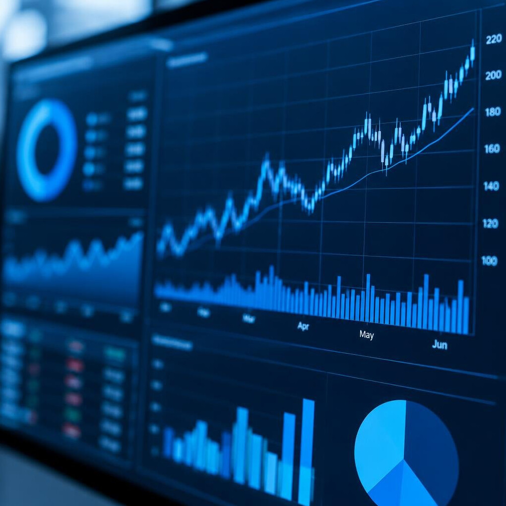 Close-up of financial data charts on a screen